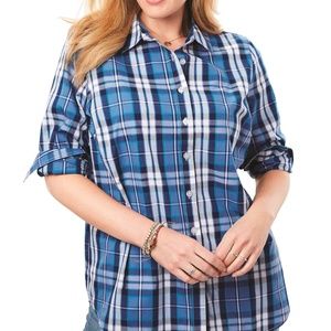 NWT 18/20 long sleeve cotton plaid shirt